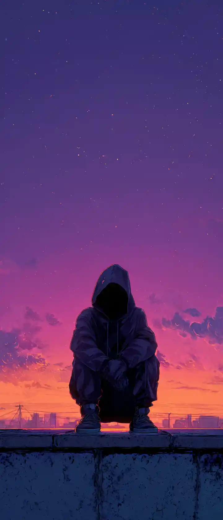 Teenage boy on rooftop watching toxic glowing horizon