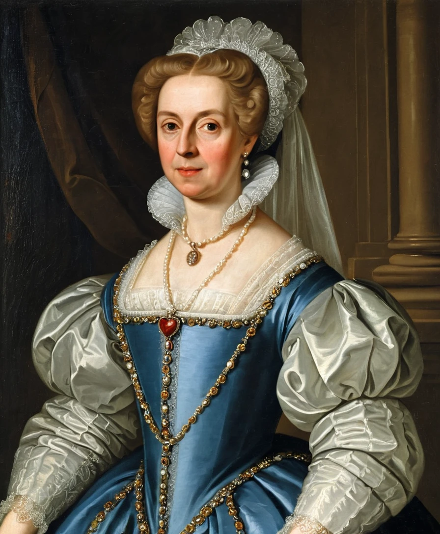 Anciana condesa inglesa en retrato barroco del siglo XVII