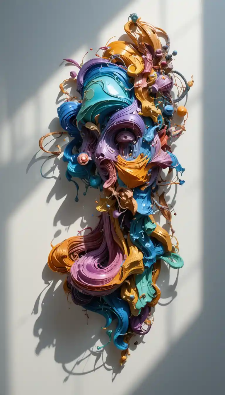 Forma abstracta en capas con sombras dramáticas y profundidad