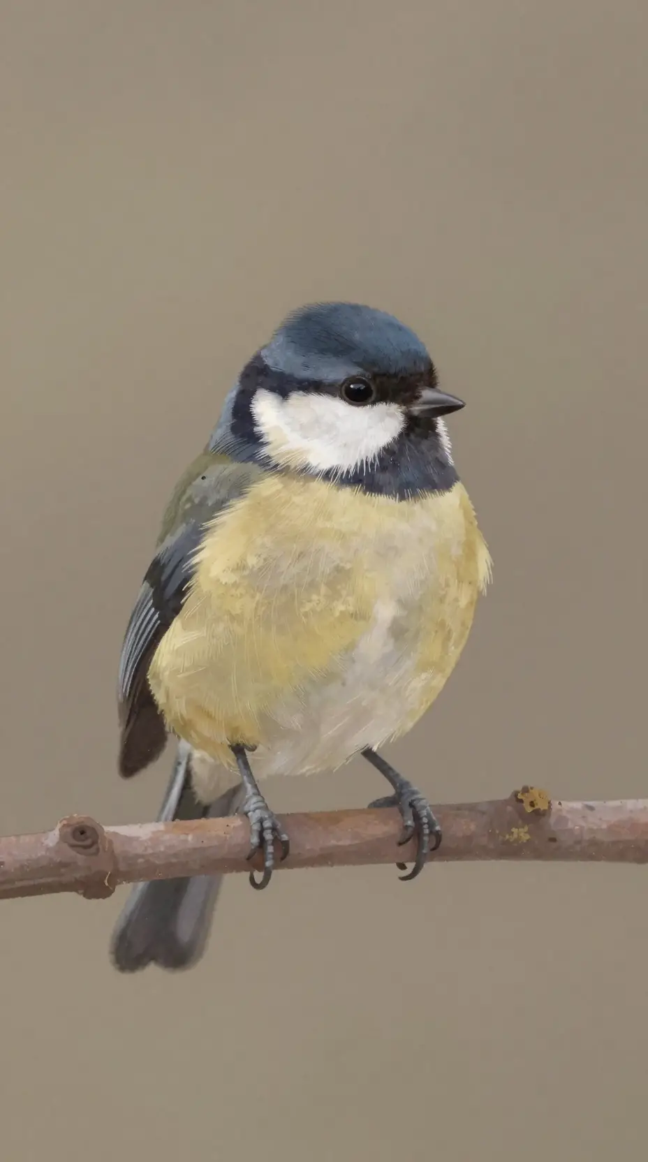 Small bird resting on a branch in soft minimalist art