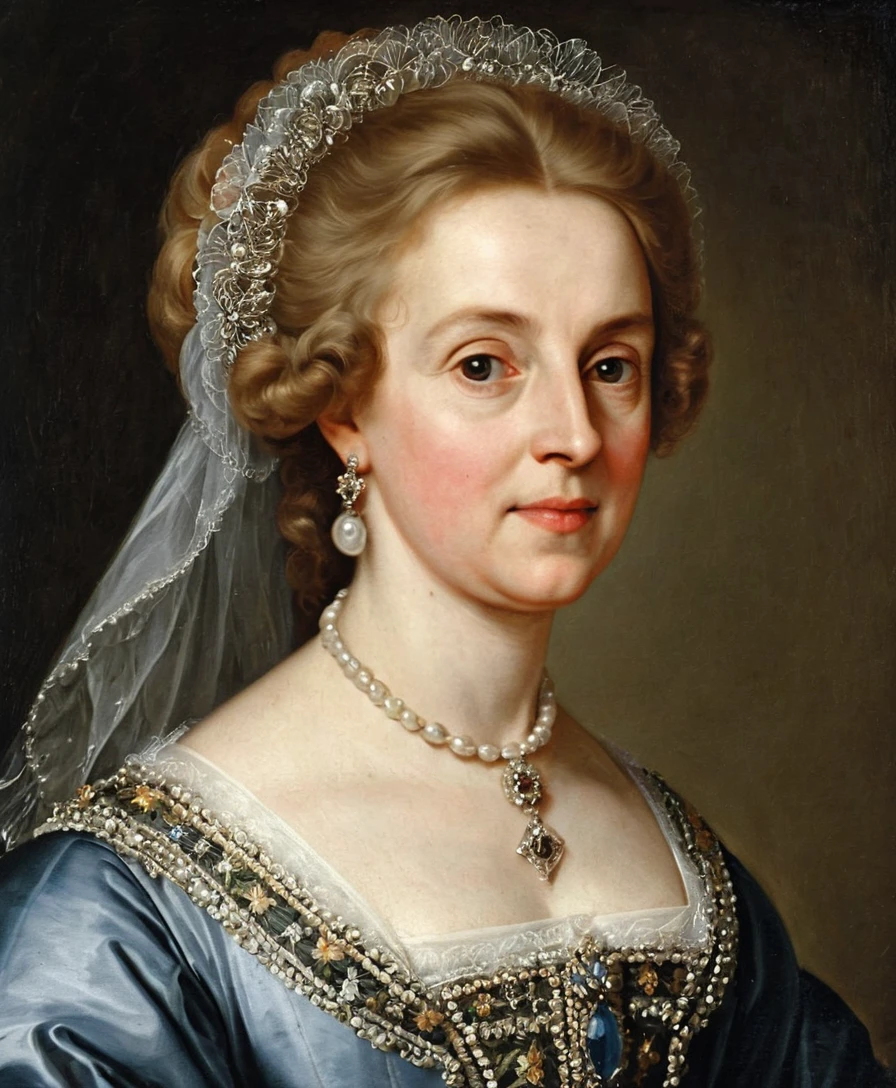 Elderly English countess in a soft baroque portrait