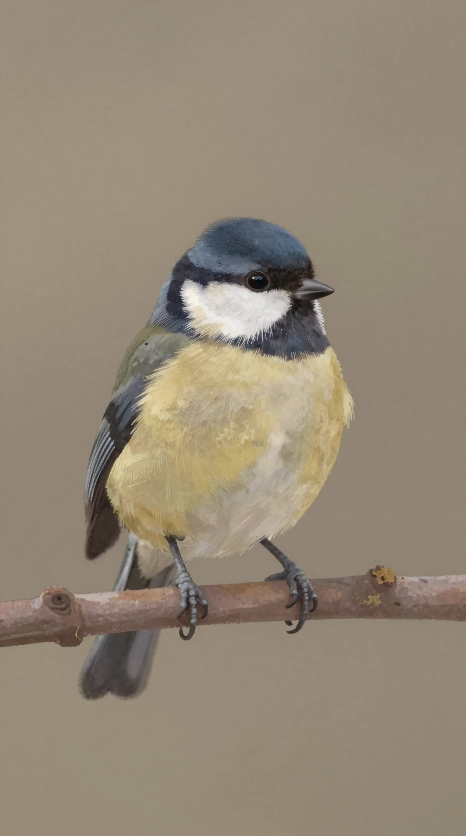 Small bird resting on a branch in soft minimalist art