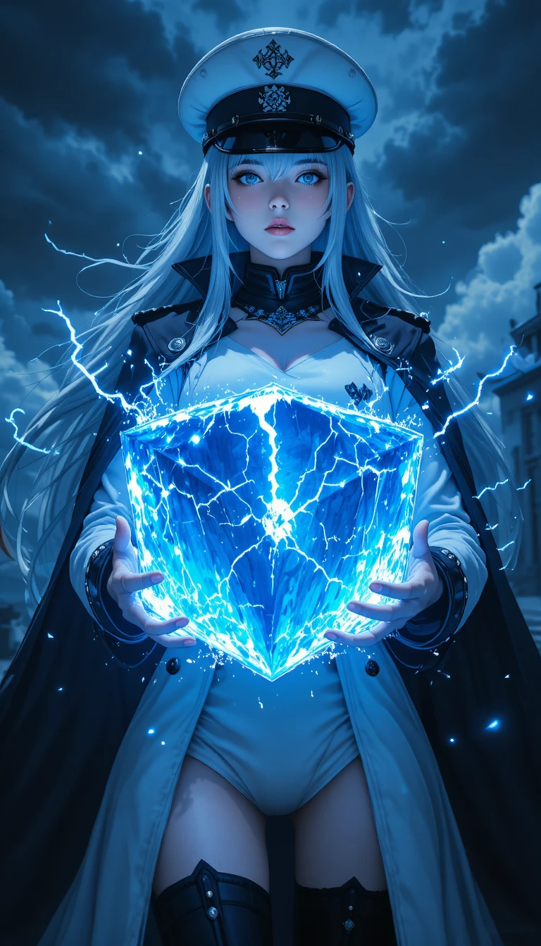 Général d’anime de glace avec cube d’énergie lumineux