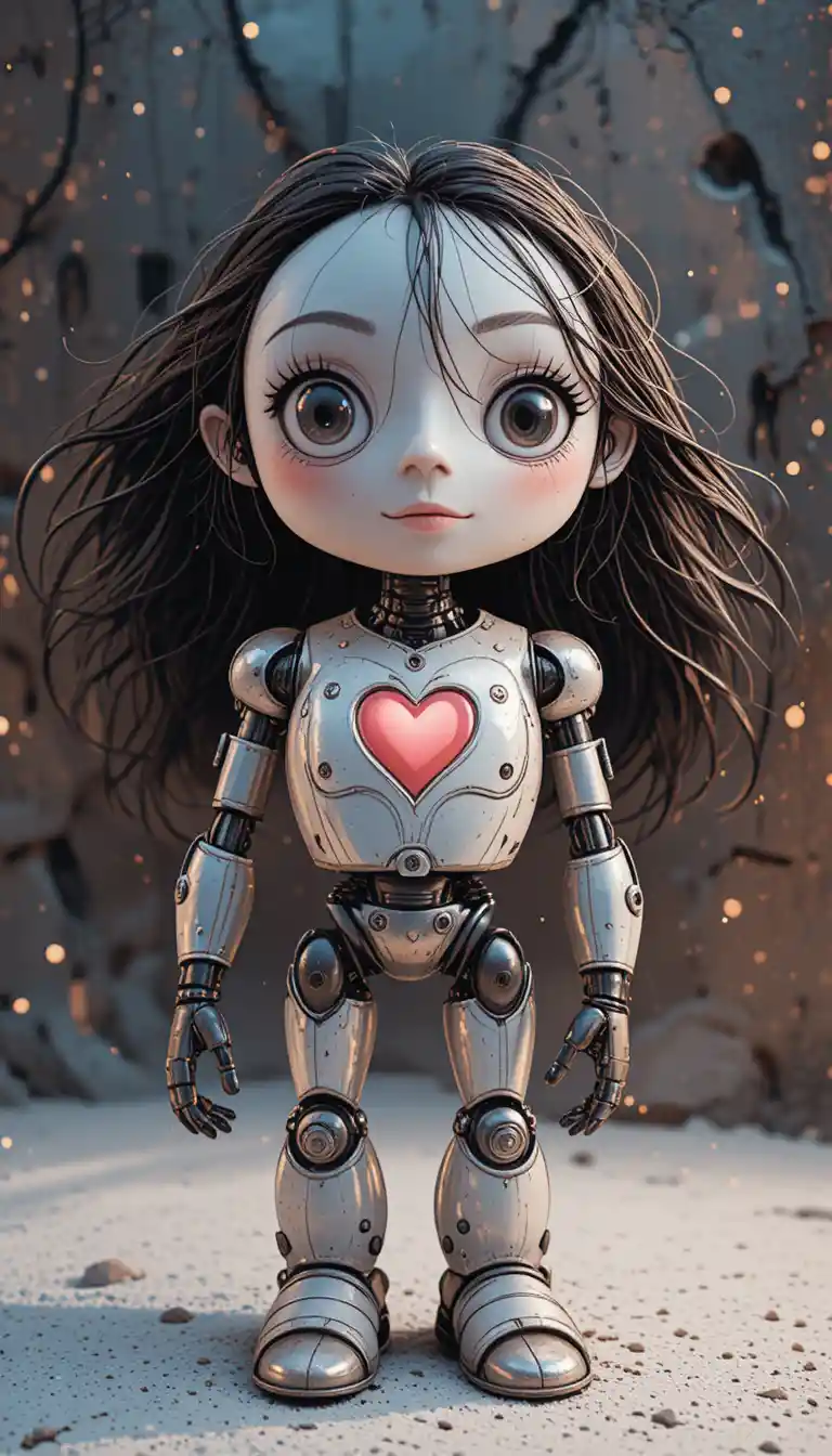 Child holding hands with a friendly loving robot