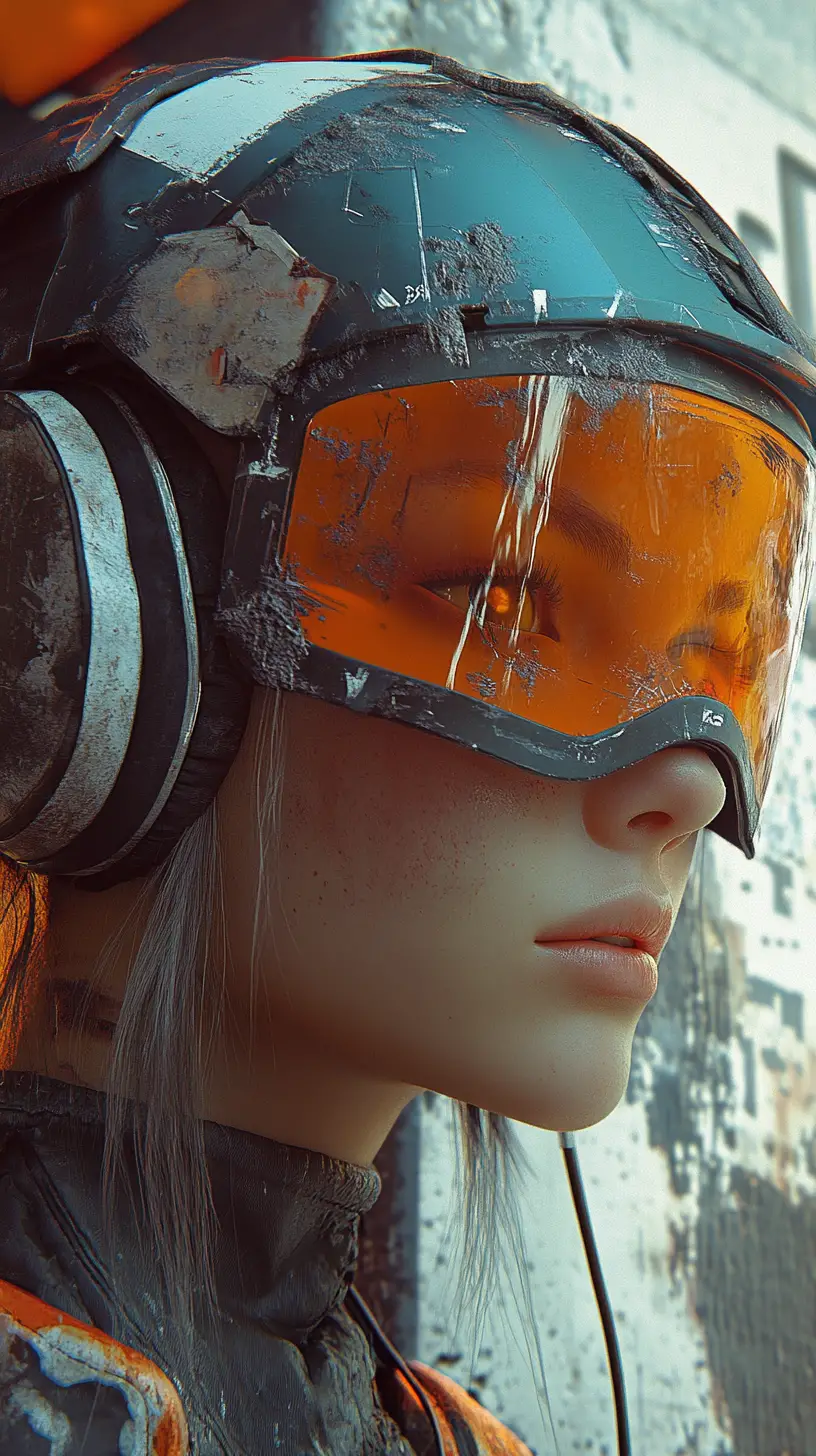 Cyberpunk anime DJ girl in neon club portrait