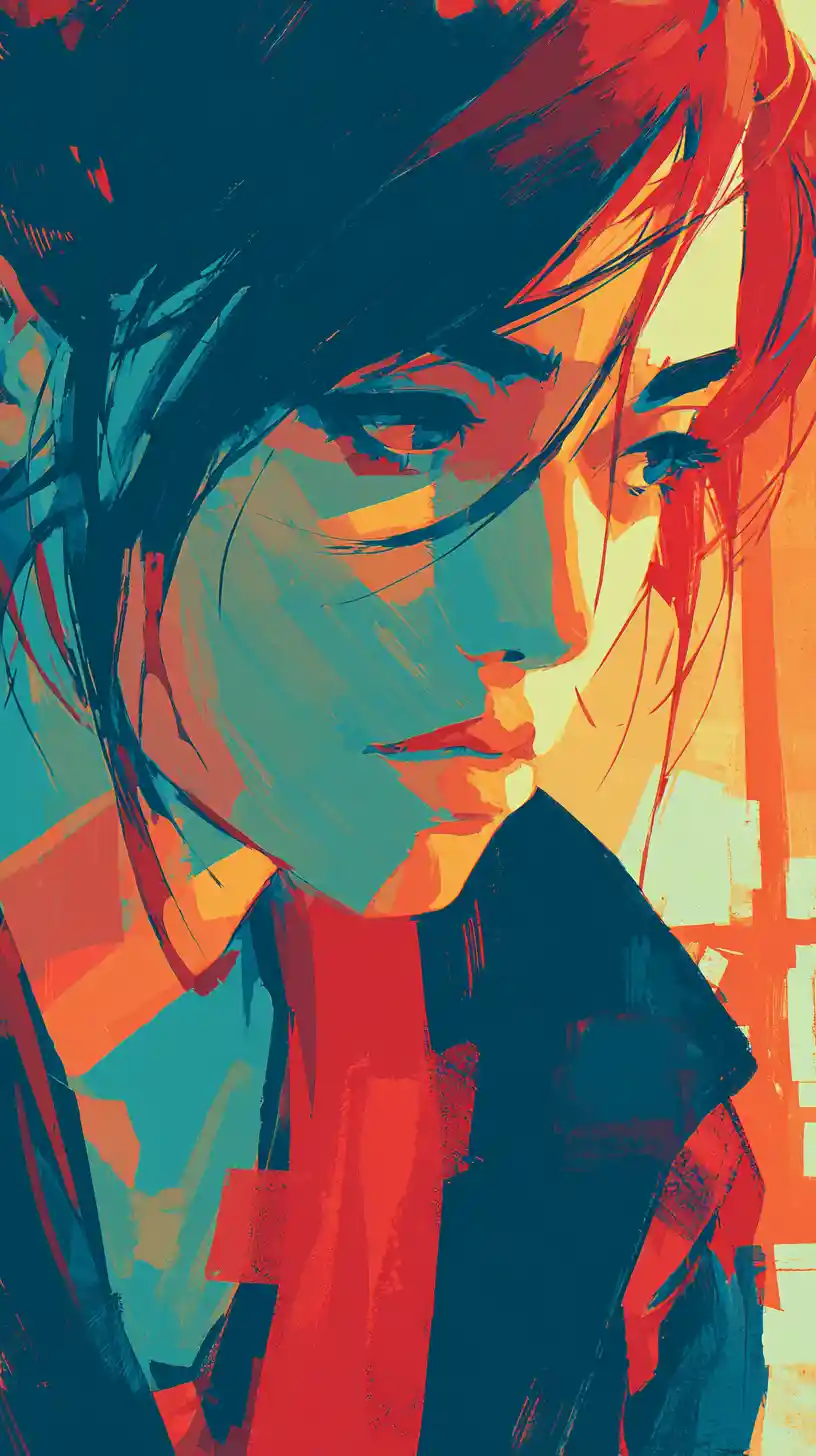 Moody digital illustration with bold posterized color blocks