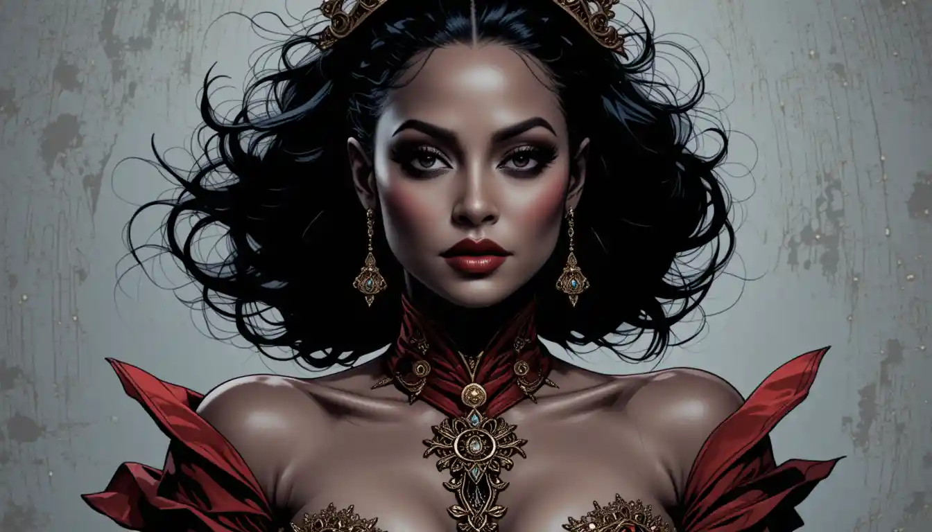 Ritratto di Misteriosa Vampira con Corsetto Scarlatto