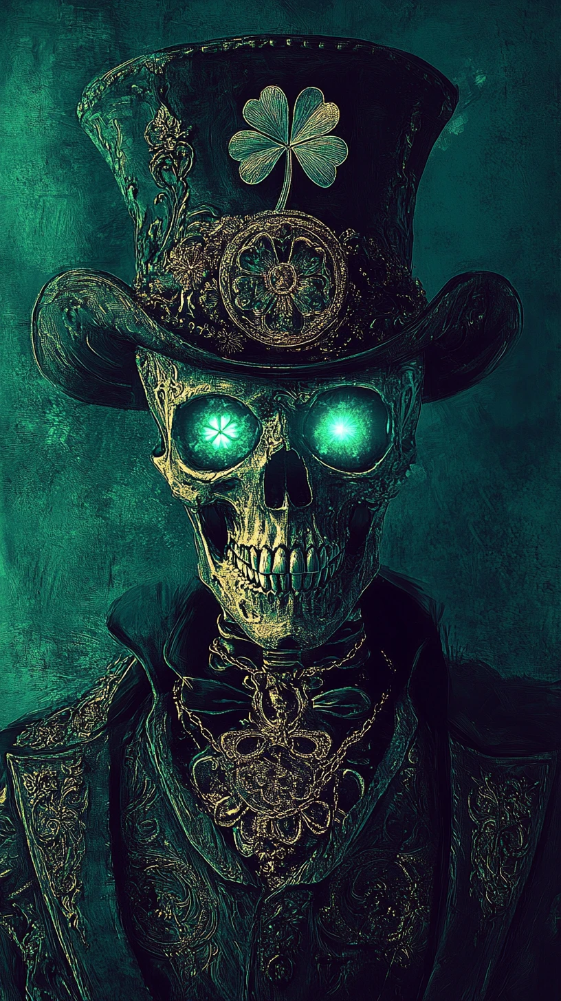 Retrato de Esqueleto de Fantasía Oscura con Sombrero de Copa Ornamentado