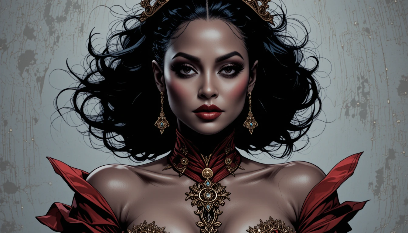 Ritratto di Misteriosa Vampira con Corsetto Scarlatto