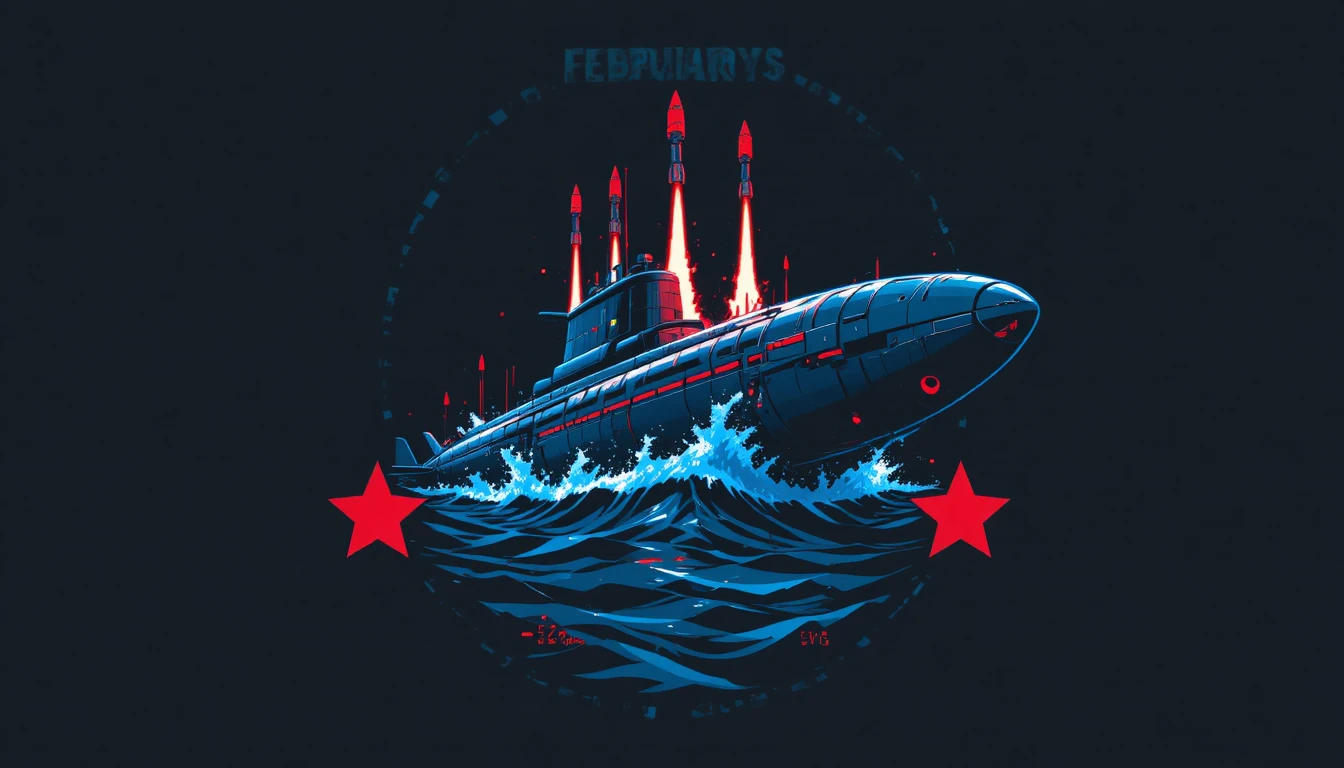 Futuristisches U-Boot durchbricht dunkle Meeresoberfläche