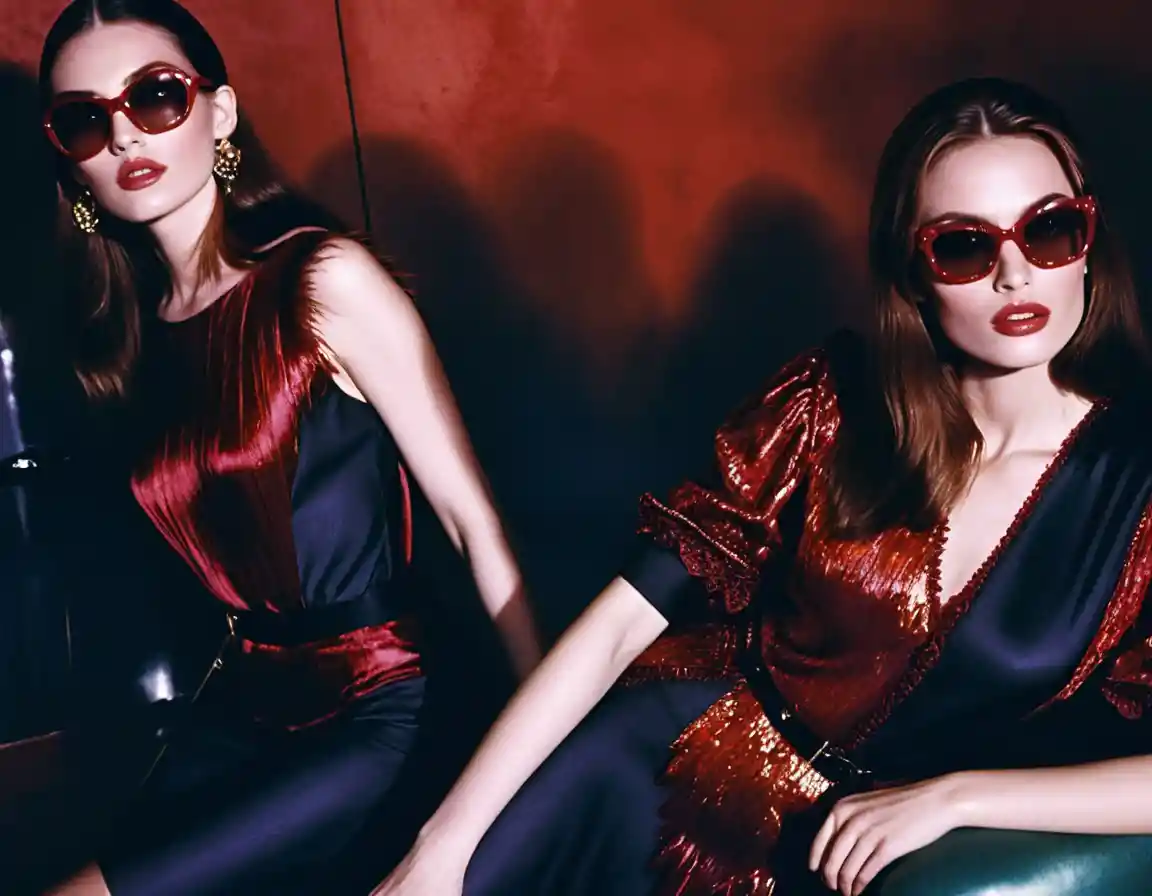 Modelos de moda posando em campanha sensual em interior rústico