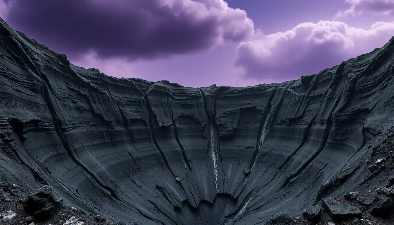 Extinct Alien Volcano Crater With Sheer Basalt Walls
