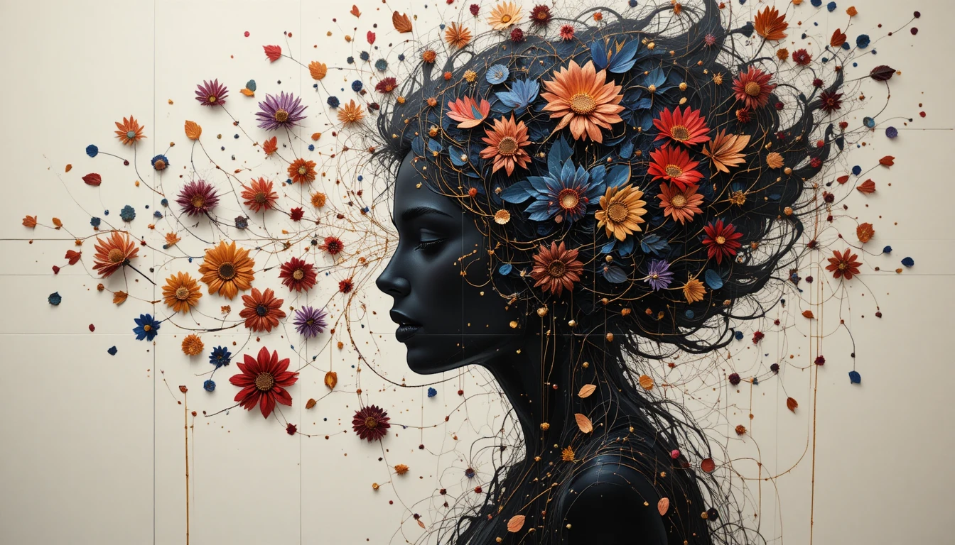 Portrait of a beautiful woman with ornate abstract mandala background