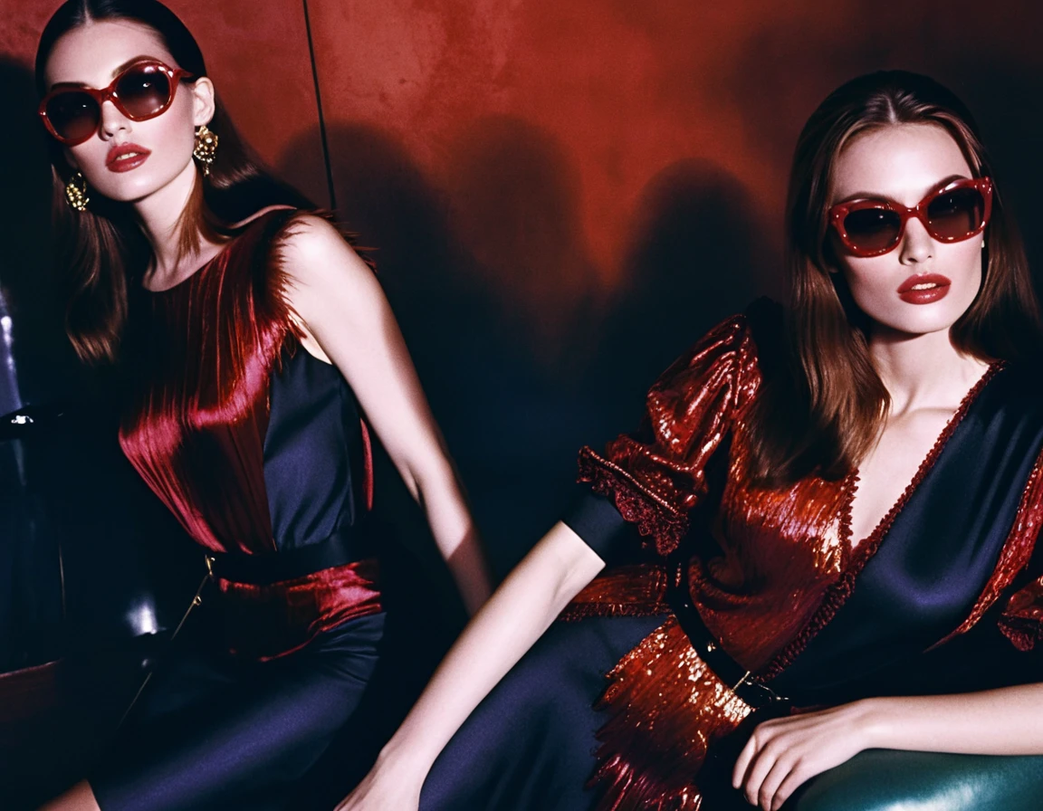 Fashion models posing in sensual rustic interior campaign