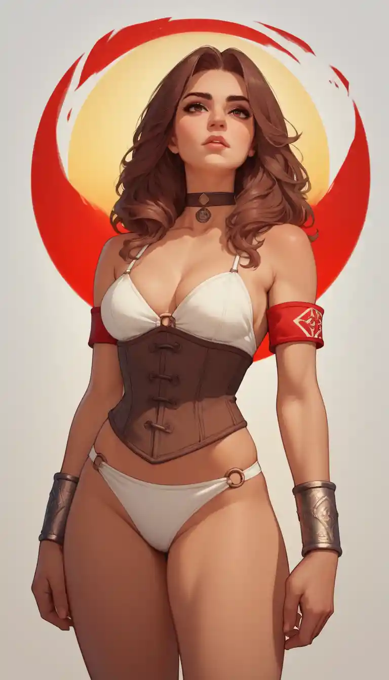 Fière guerrière reptilienne en bikini blanc et rouge