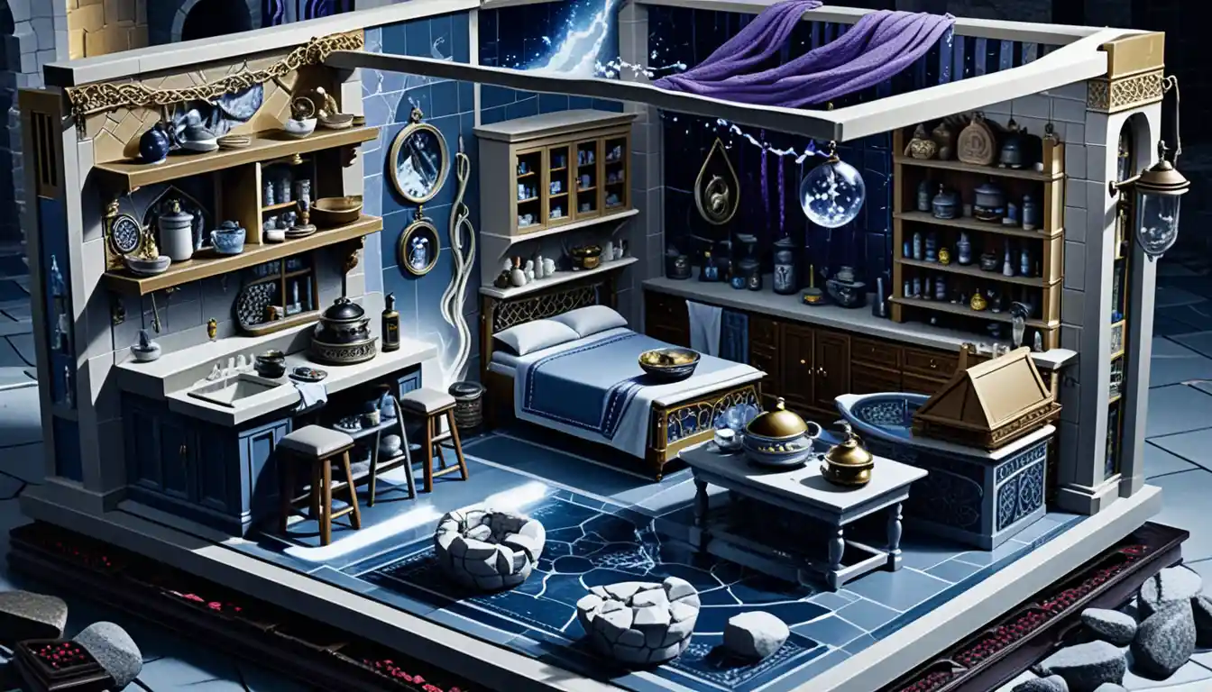 Panoramic 3D miniature house on a fantasy floating island
