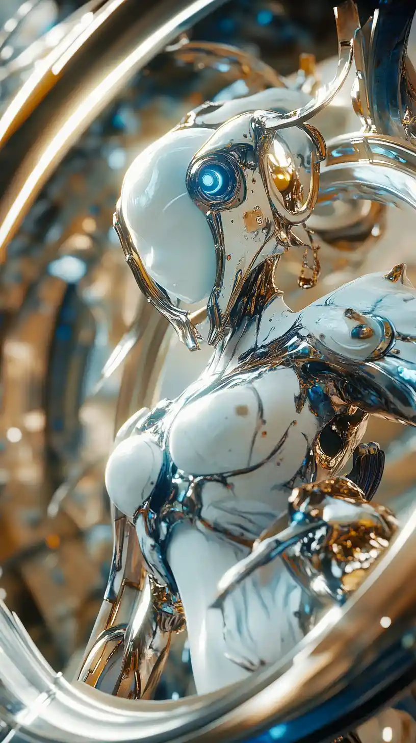 Primer plano de guerrera de anime tatuada con armadura