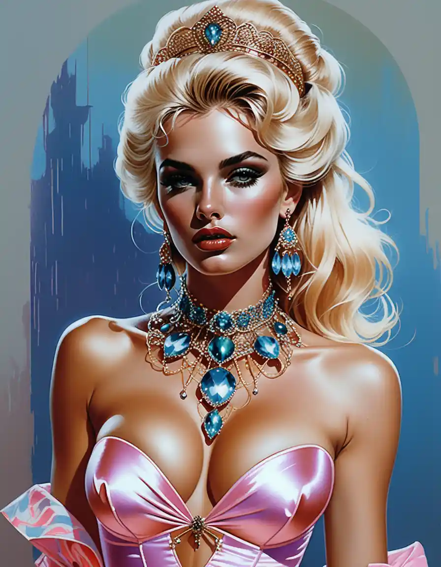 Pin-up de vampire blonde dans une sombre forêt tropicale