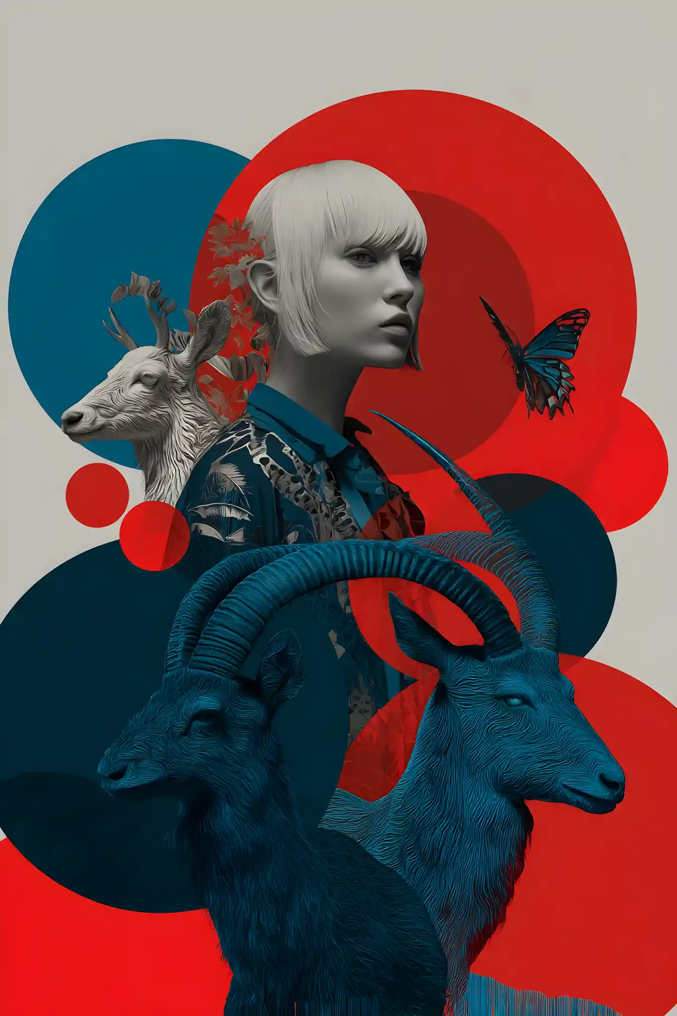 Mythical horned beasts colliding in endless circular motion