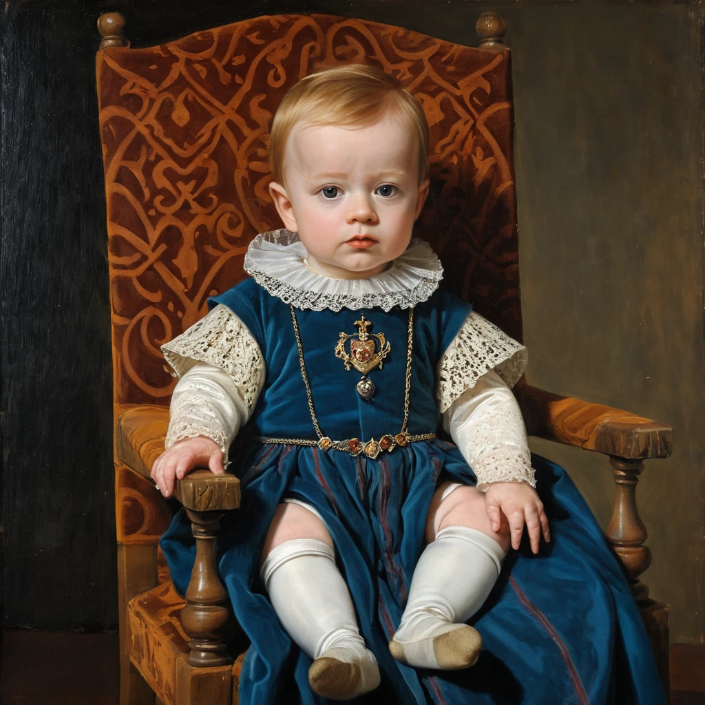 Infant King David Of Scotland In A Long White Dress