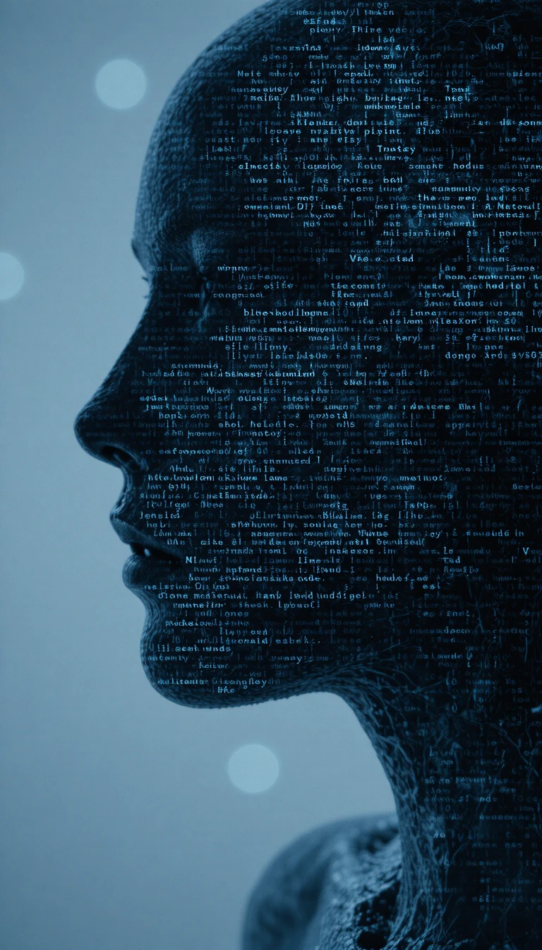 Silueta de datos cinematográfica de una identidad digital sin rostro