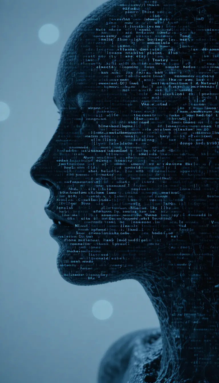 Cinematic data silhouette of a faceless digital identity