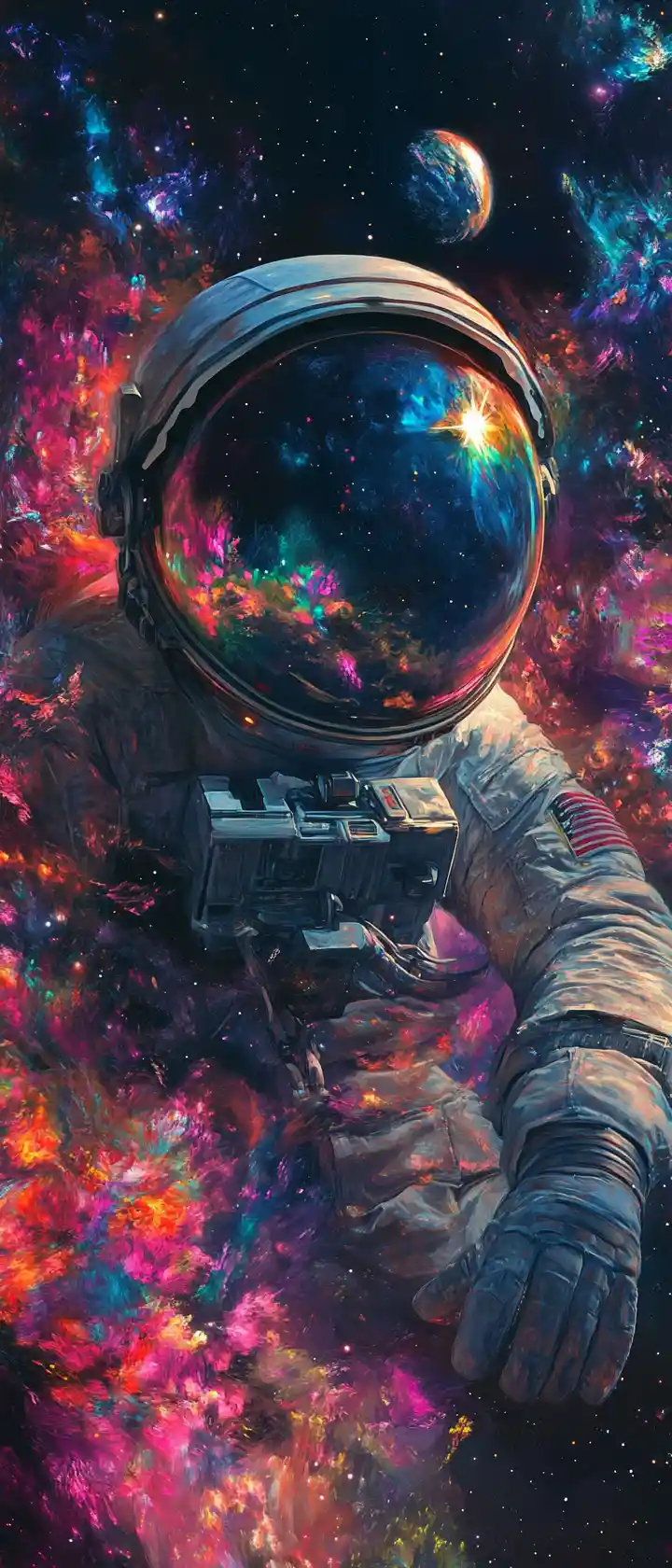 Lone astronaut tethered to alien ship in deep space
