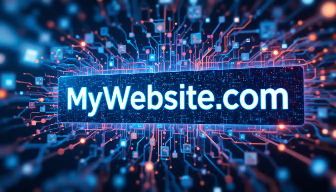 Illustration numérique colorée d'une enseigne de nom de domaine de site web