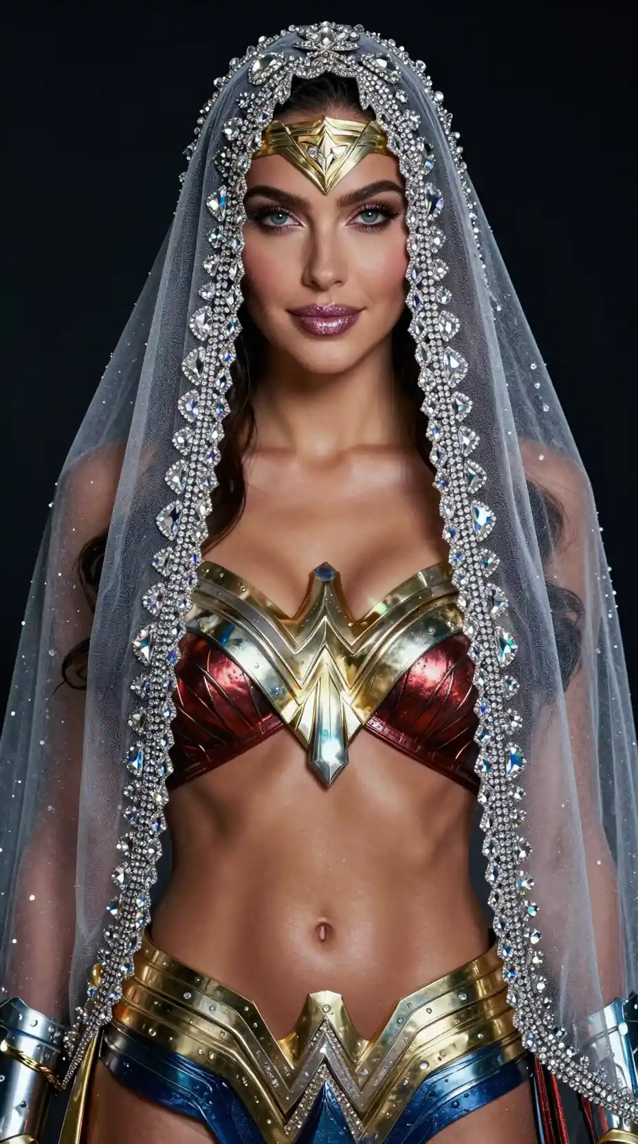 Elegant warrior woman in glamorous editorial portrait