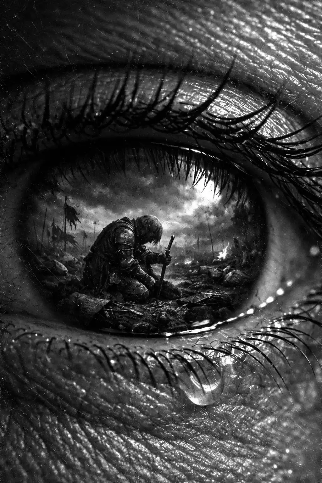 Extreme close up of human iris in dramatic light