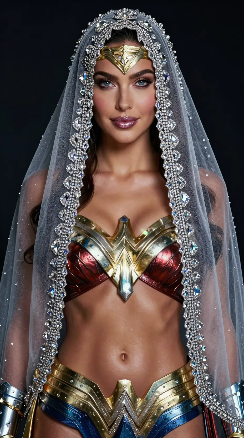 Elegant warrior woman in glamorous editorial portrait
