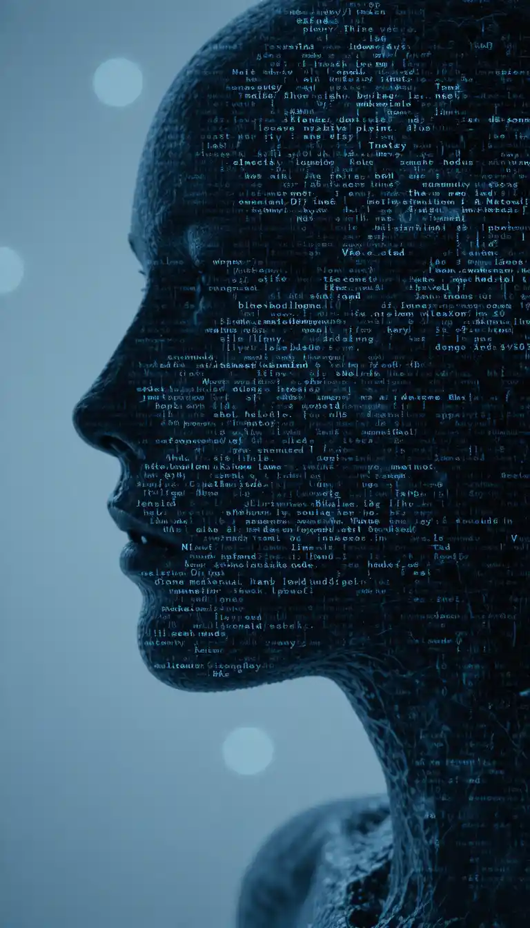 Cinematic data silhouette of a faceless digital identity