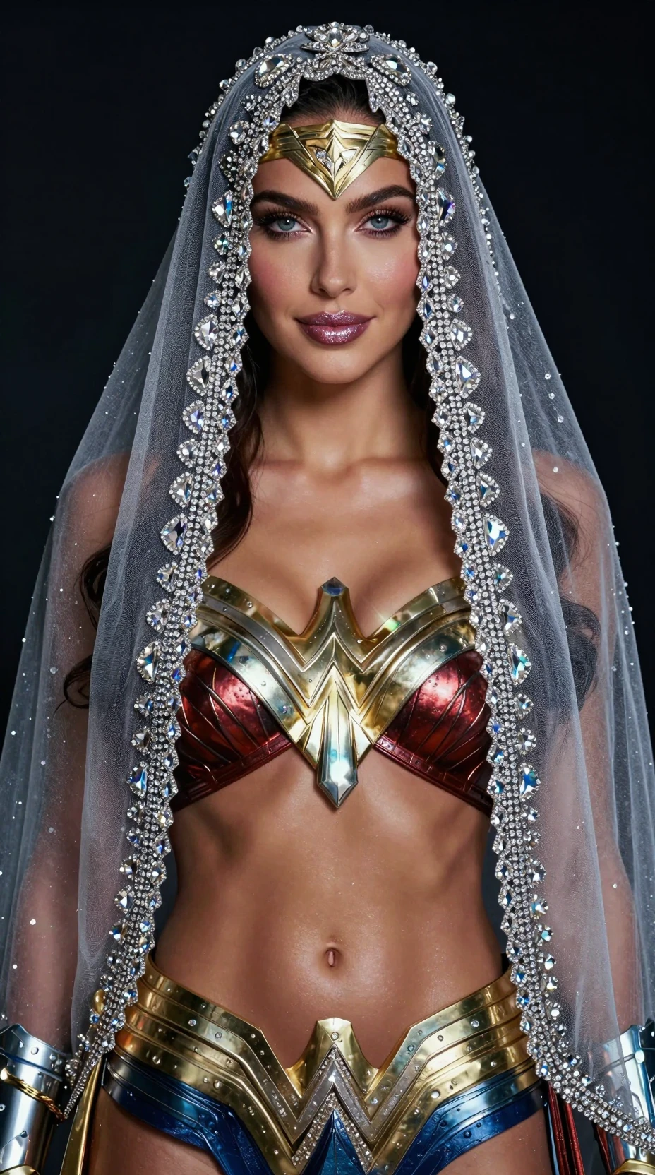 Elegant warrior woman in glamorous editorial portrait