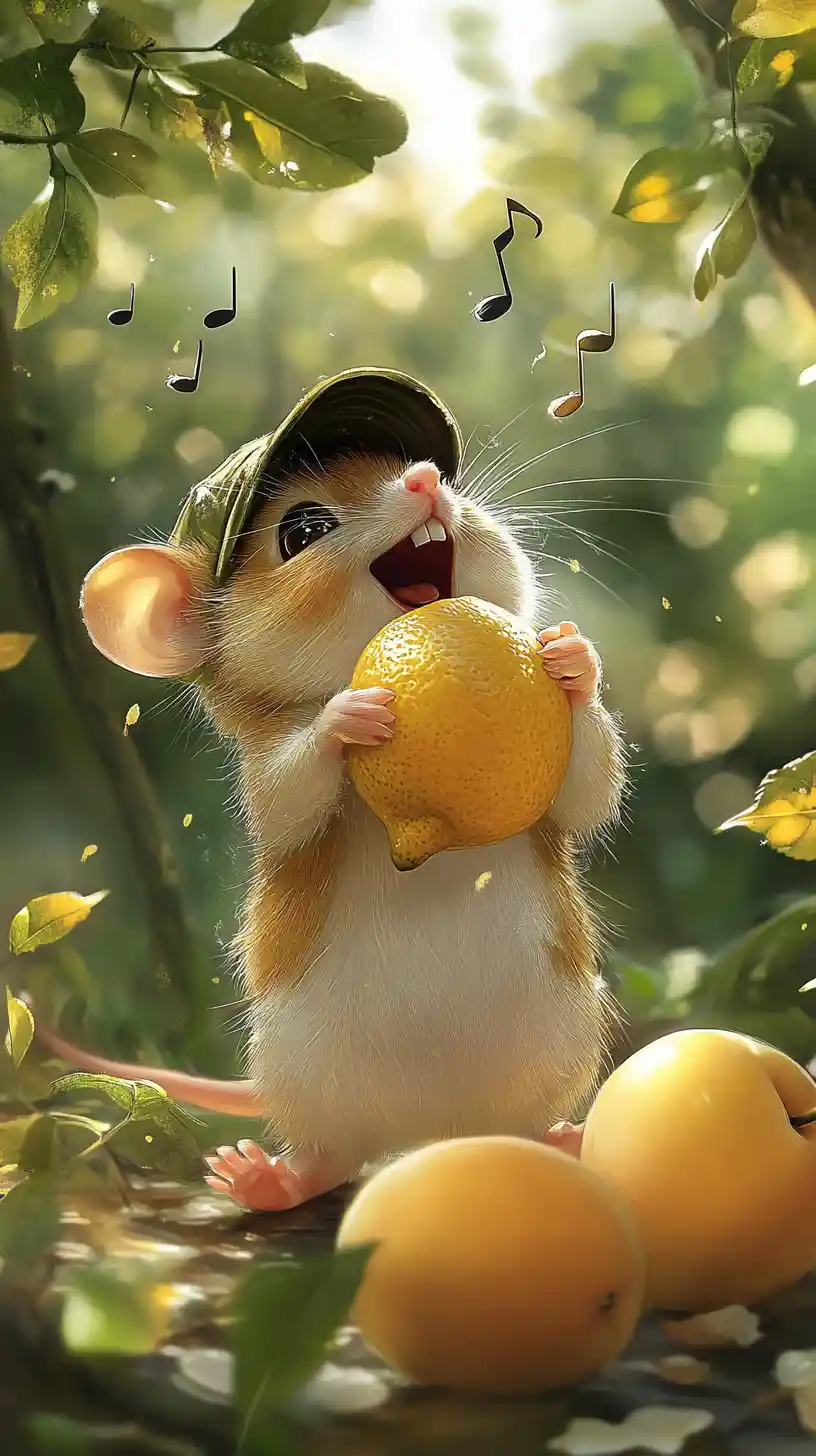 Cheerful Mini Mouse Singing In A Spring Pine Forest