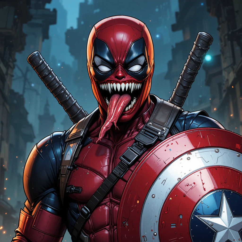 Animated male superhero wielding hammer and shield