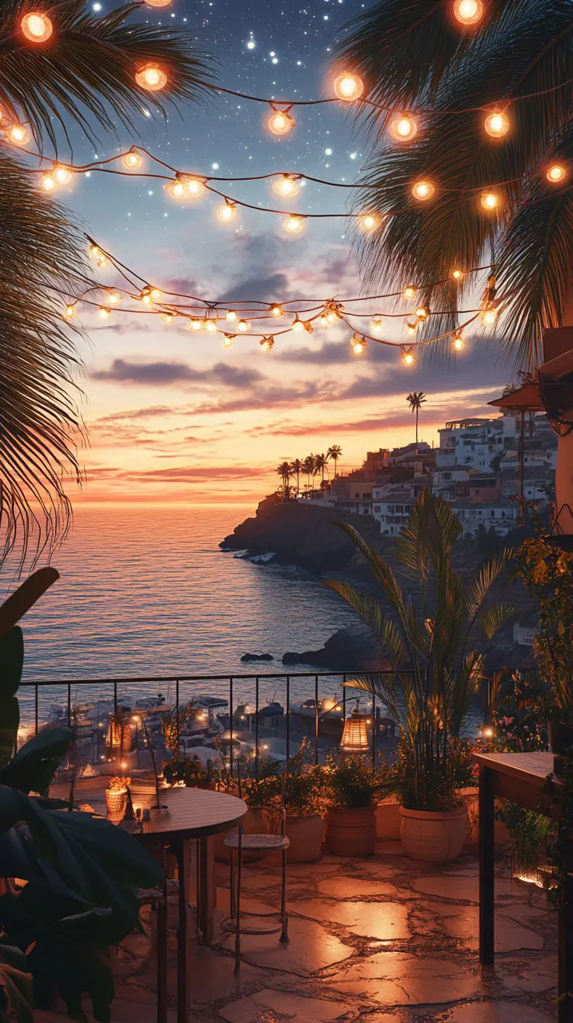 Magical balcony view over Salobrena and the Mediterranean sea