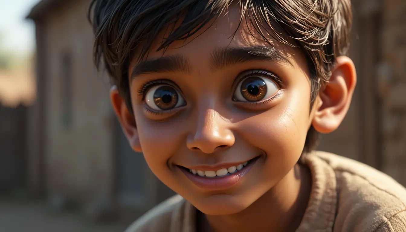 Portrait 3D en gros plan d’un garçon indien dans le style Pixar