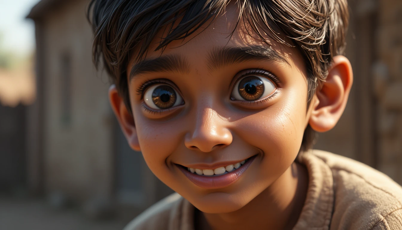 Pixar style 3D close up portrait of an Indian boy