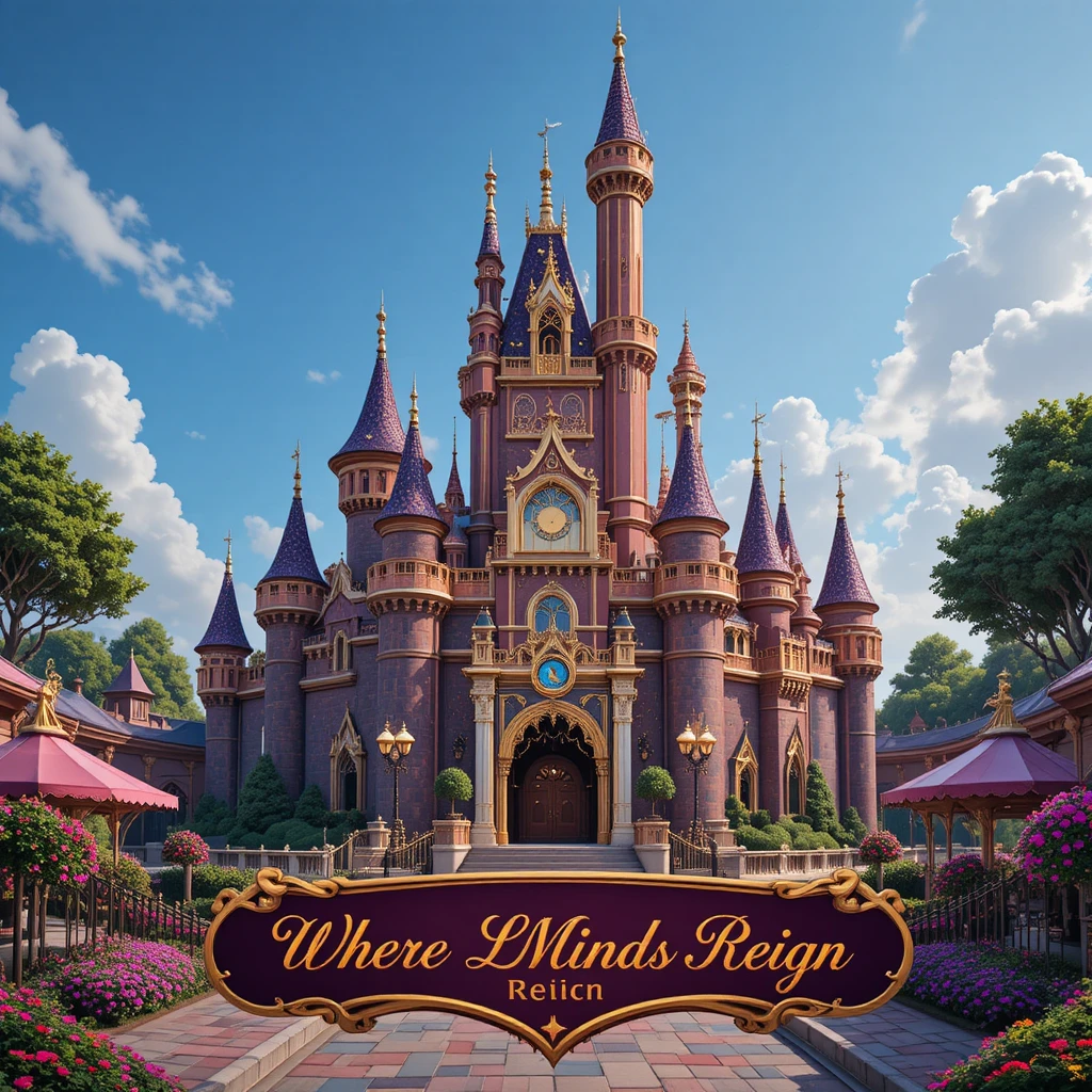 Majestätisches Schloss-Logo für kindgerechten Fantasy‑Freizeitpark