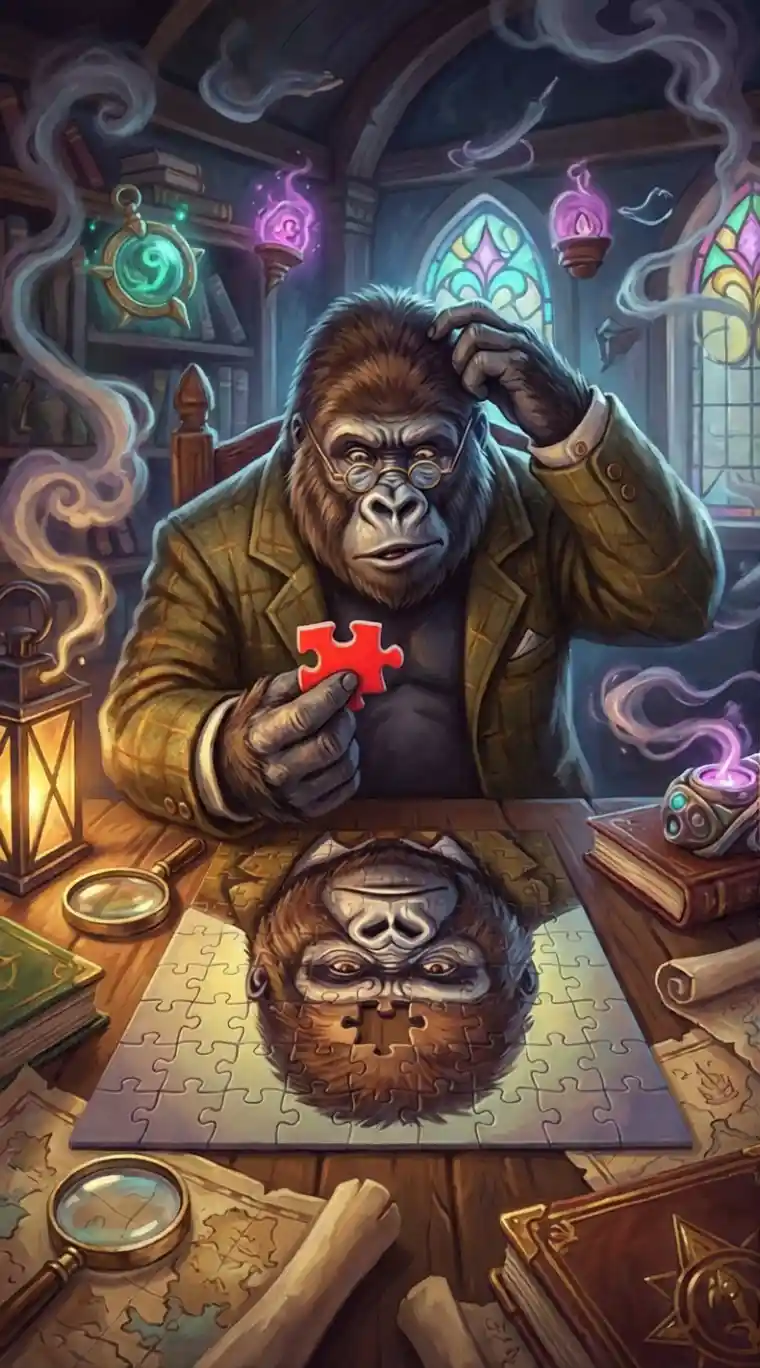 Gorilla Holding A Bright Red Plastic Puzzle Piece