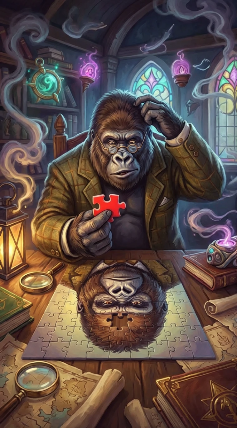 Gorilla Holding A Bright Red Plastic Puzzle Piece