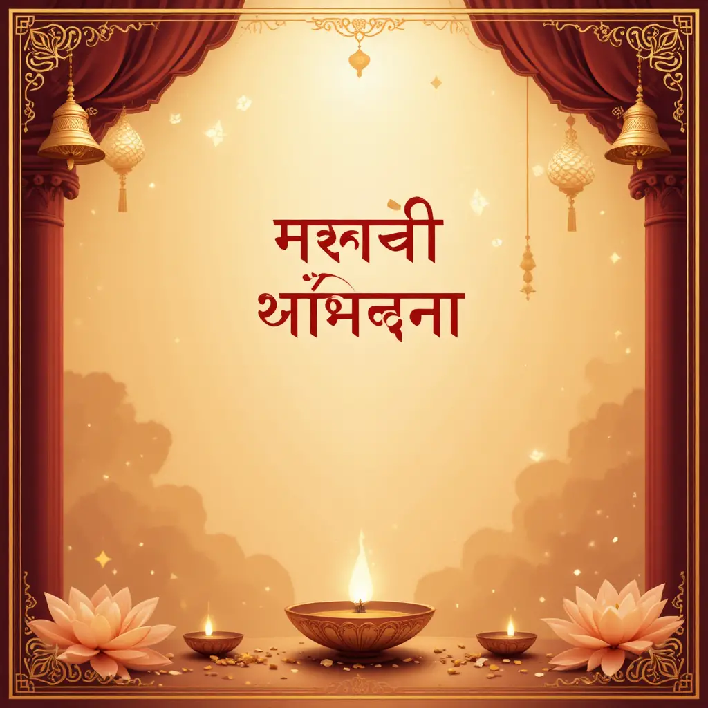 Traditional Indian spiritual banner with saffron gradient and symbols