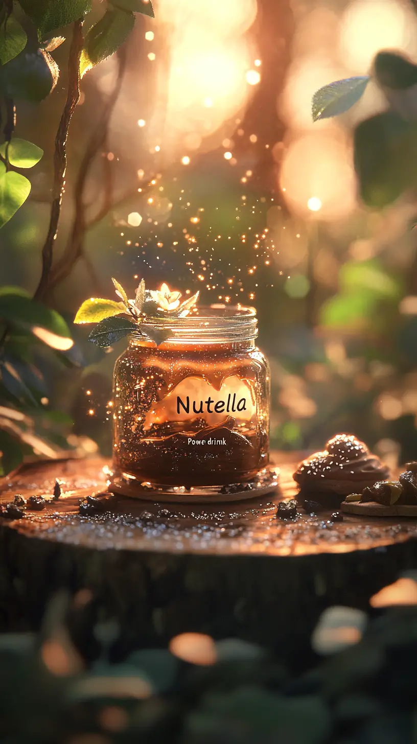 Magical glass of nutella drink with sparkling fairy dust