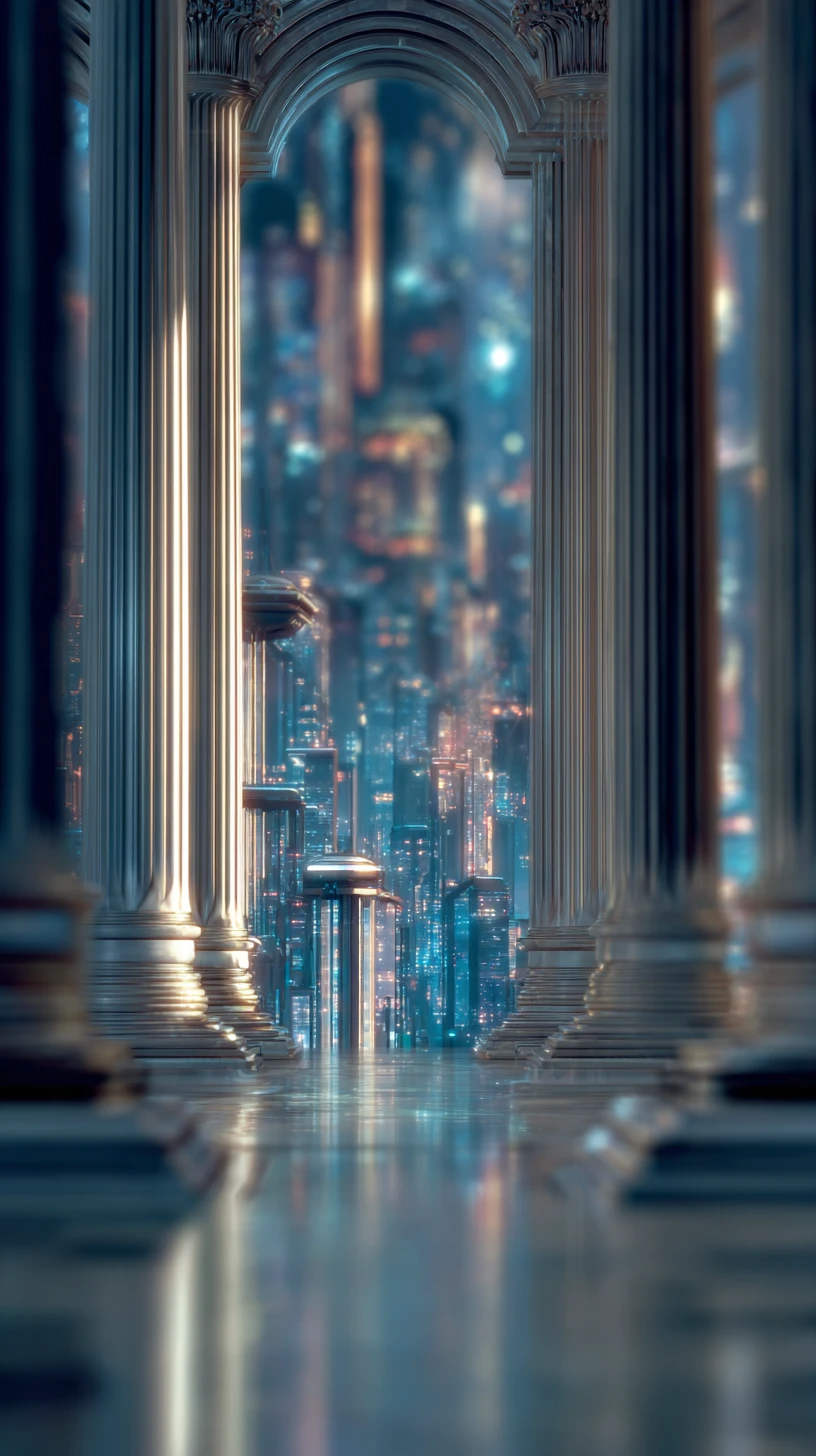 Skyline futuristica di città romana con torri di vetro e metallo