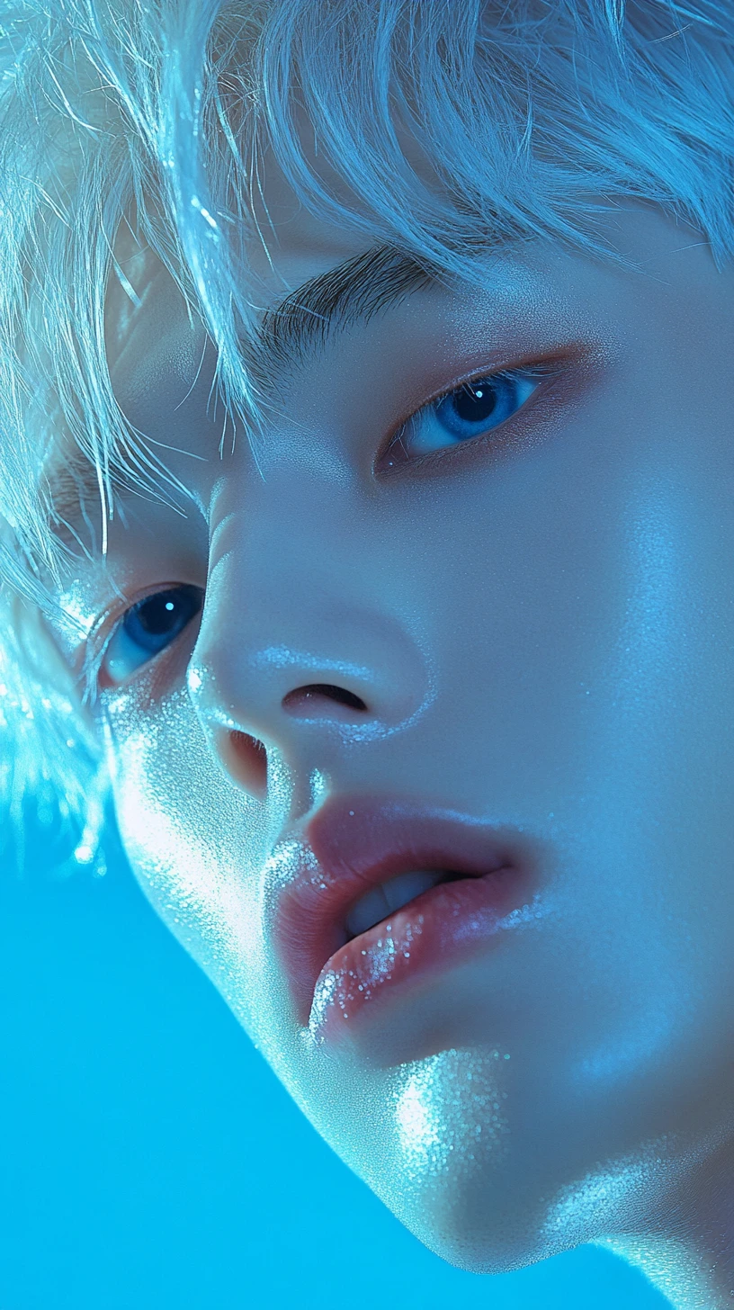 K pop male idol portrait in cool studio fashion lighting