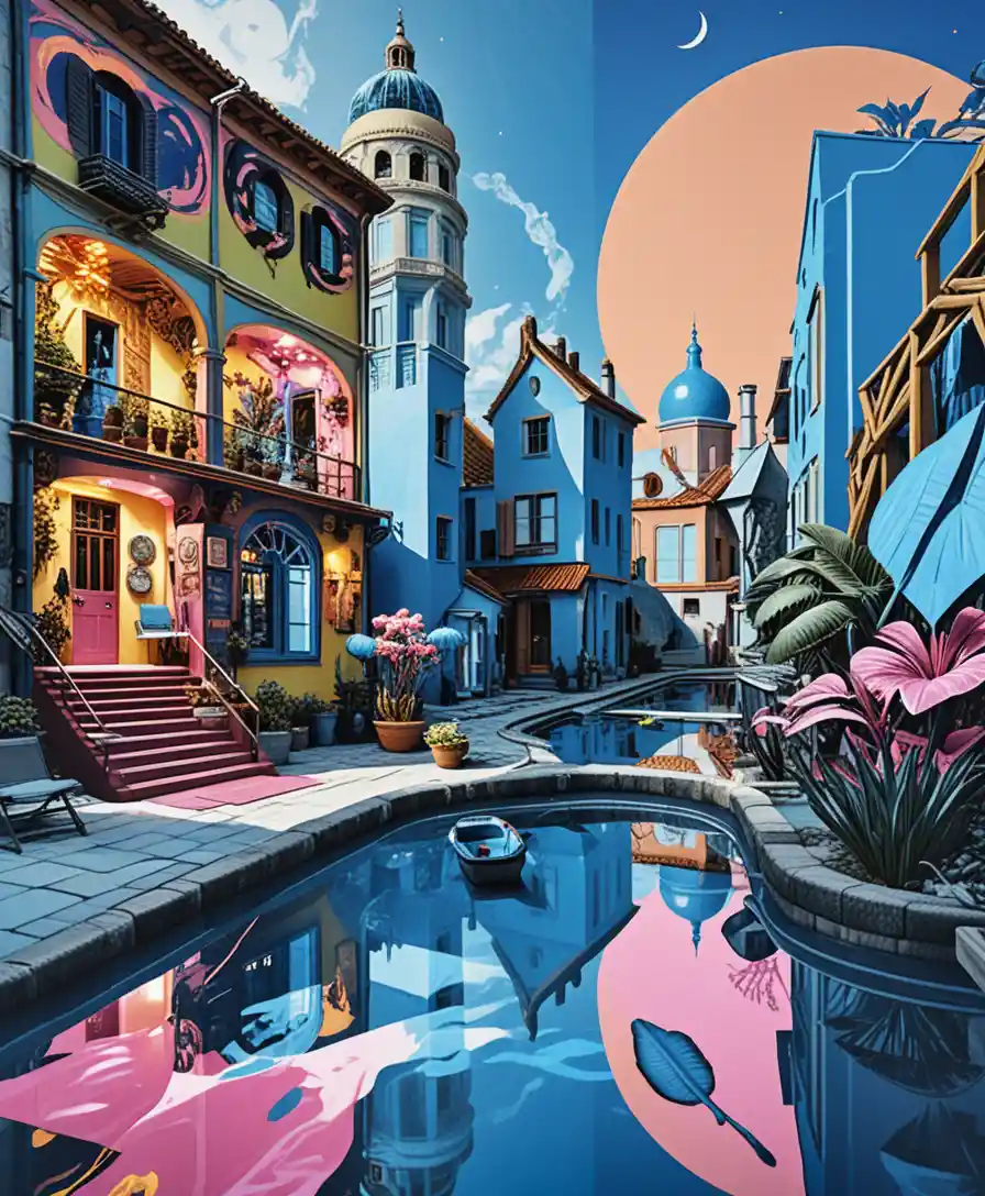 Casa de fantasia em miniatura de dois andares em um mundo 3D místico