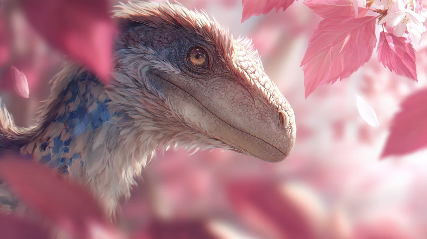 Feathered Utahraptor Portrait In Gentle Anime Style