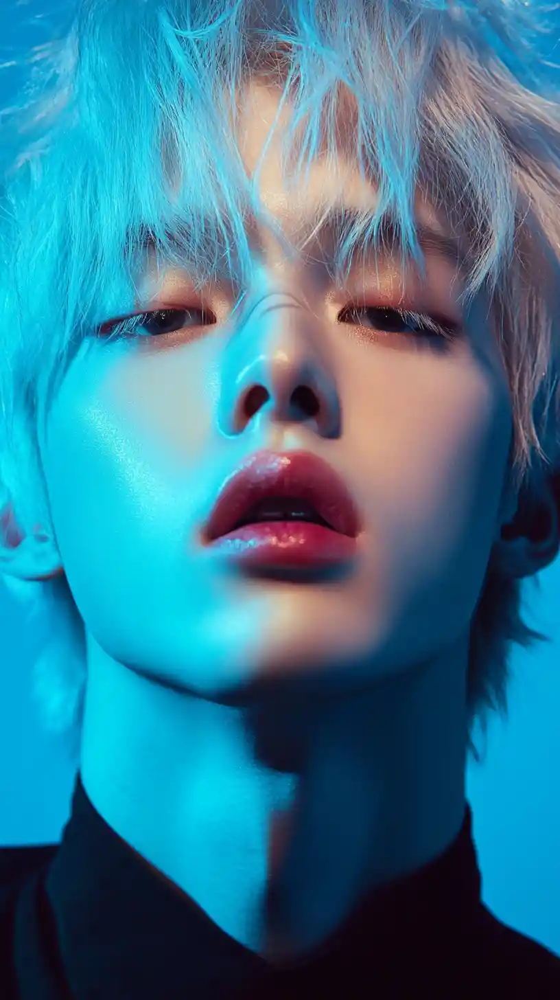 K‑pop 男偶像時尚人像，水潤亮眼造型
