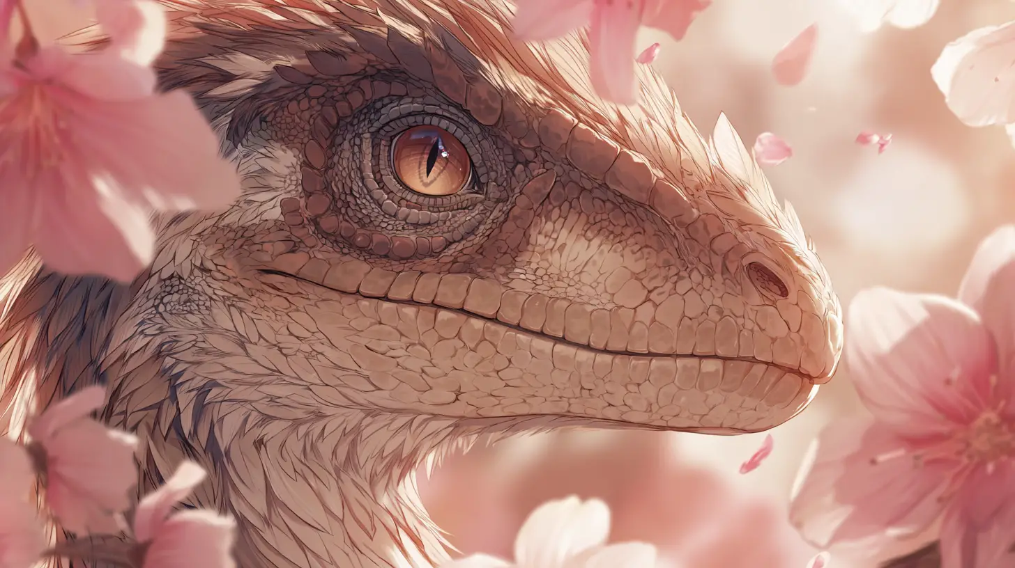 Feathered Utahraptor Anime Portrait In Soft Gentle Light