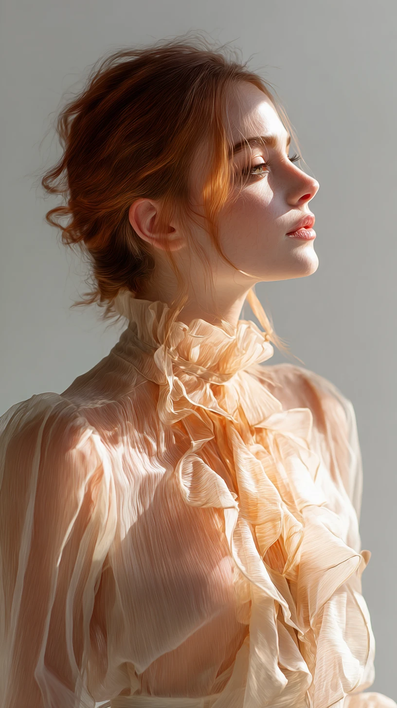 Elegant girl portrait with peach ombre hair illustration
